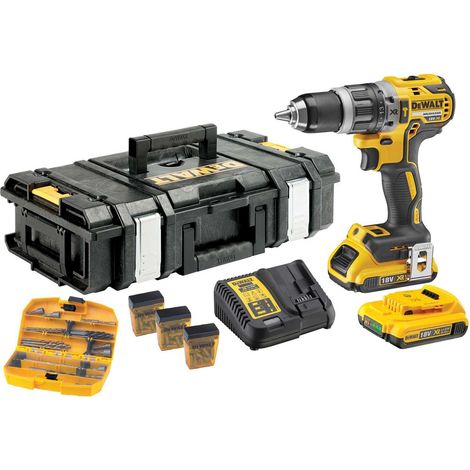 Perceuse-Visseuse à percussion sans fil brushless + TSTAK + 2 Batteries 2,0 Ah + Chargeur + Accessoires 118 pcs