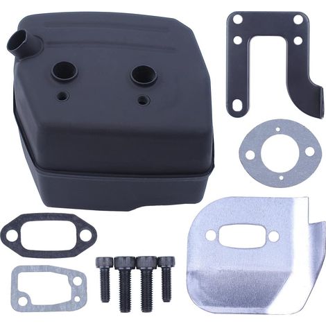 Joint d'échappement de silencieux compatible avec Jonsered 625 II 630 Super 670 Champ Tronçonneuse, culasse usinée, silencieux, support, déflecteur, boulon, joint. (1/5)