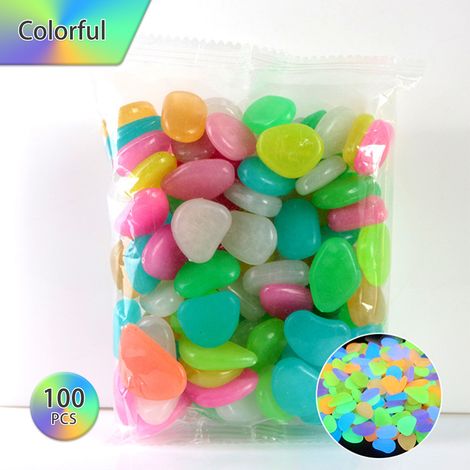 100 pierres lumineuses décoratives pour aquarium, intérieur et extérieur, jardin zen, galets phosphorescents (1/2)