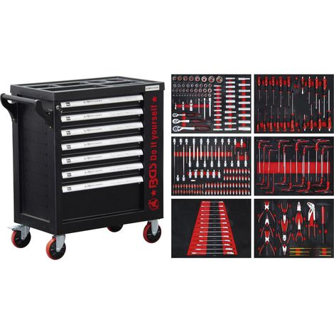 Servante d'atelier roulante 7 tiroirs – Largeur 795mm, Hauteur 970mm, Charge 20kg – 250 outils inclus – Rangement sécurisé