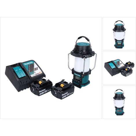 Makita DMR 055 RF Akku Radio 18 V FM mit Laterne 360° Taschenlampe + 2x Akku 3,0 Ah + Ladegerät