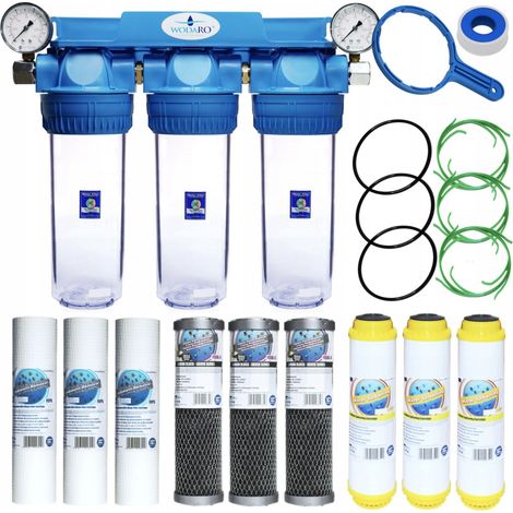 Viva – Préfiltre adoucisseur eau 3 étapes – Filtration 20 microns – Élimination calcaire et chlore – Protection appareils électroménagers (1/5)