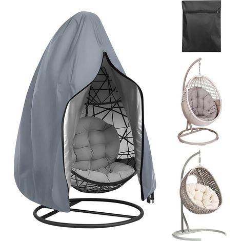 Housse de Chaise Suspendue, Housse Oeuf Suspendu Extérieur, 210D Oxford Housse de Fauteuil Suspendu de Jardin, Bâche de Chaise à œufs Imperméable Anti-UV pour Patio Balancelles, 190 x 115cm (1/5)