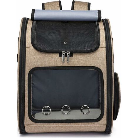 Hunde-Tragerucksack, faltbarer Haustierrucksack, verstellbarer Schultergurt, atmungsaktiver Katzen-Tragerucksack für Wandern, Camping und Outdoor-Aktivitäten, Khaki (1/5)