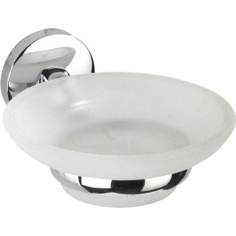 Porte-savon mural Cuba shine chromé 11 x 5,5 x 13,5 cm en métal Zinkdruckguss support en verre satiné porte-savon design accessoire salle de bain 100% rustfrei pour un style moderne (1/4)