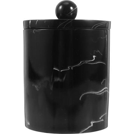 Black Resin Container with Modern Marble Design for Storage (1/5)