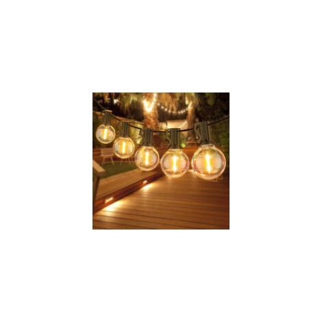 Guirlande lumineuse extérieure 9m – 30 ampoules G40 étanches – Blanc chaud pour décoration jardin, patio, événements – Connectable jusqu'à 3 jeux