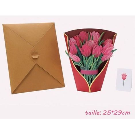 Carte Pop-Up Cartes De Voeux anniversaire Bouquet De Fleurs Carte Cadeau pour Mères Femme (1/4)