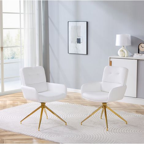 Set 2 sedie girevoli in PU bianco metallo oro OKMYHOME (1/5)