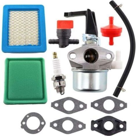 Carburateur avec joint de filtre à carburant et bougie d'allumage pour moteur Briggs & Stratton 696065 697422 110412 110402 215369 (1/4)
