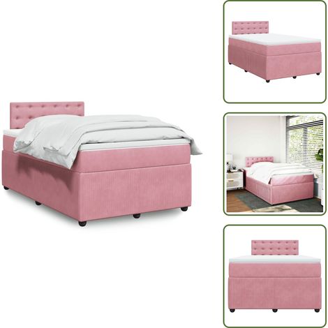 vidaXL Sommier à lattes de lit avec matelas rose 120x190 cm velours