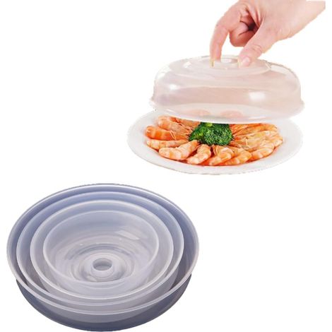 1 Couvercle Anti-éclaboussures Micro-ondes, Transparent, Poignée Ergonomique, 20cm, Pour Bol Et Assiette, Cuisine Quotidienne (1/5)
