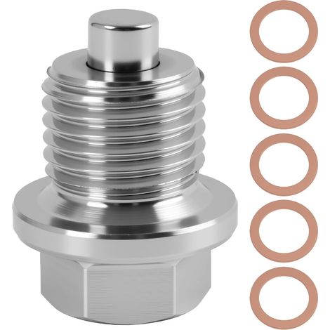 Bouchon de Vidange Voiture, Kit de Vidange avec 5 Joints en Cuivre, Bouchon M14x1,5 pour Entretien Moteur, Protection Contre Impuretés, Durable et Réutilisable (1/5)