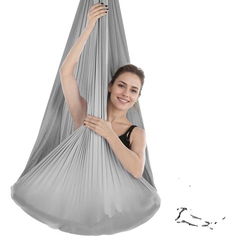 Hamaca de yoga aéreo, ejercicios de inversión, montaje portátil, gris (1/2)