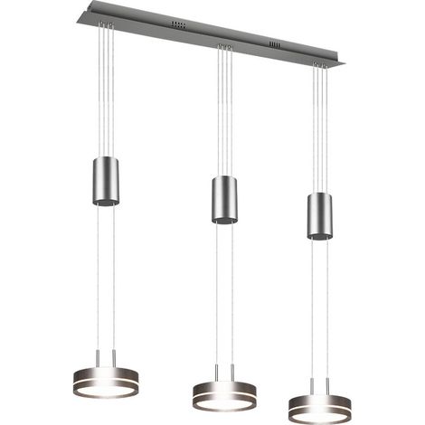 FRANKLIN BARRA 3 SOSPENSIONI LED 27W 3150lm, 3000K REGOLABILE IN ALTEZZA CON BILANCIERI ACCIAIO SATINATO DIMMERABILE CON INTERRUTTORE L. 85CM (1/5)