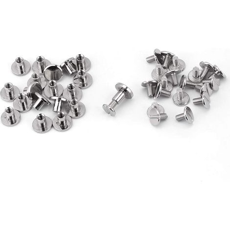 20 Pcs Laiton Fileté Chicago Vis Pour Cuir Rivet A Visser 3Mm 10Mm Écrou À Tête Plate Rivets À Ongles Vis En Cuir Artisanat Réparation Fournitures (8mm) (1/5)