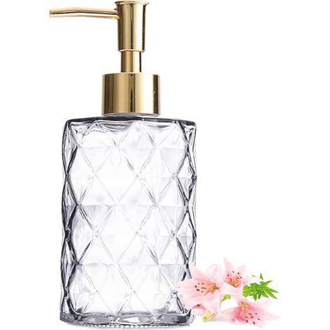 Distributeur De Savon - Verre Sans Plomb 330 Ml - Pour Cuisine Et Salle De Bain - Pompe À Pression Régulière - Sans Bpa - 1 Pièce (1/5)