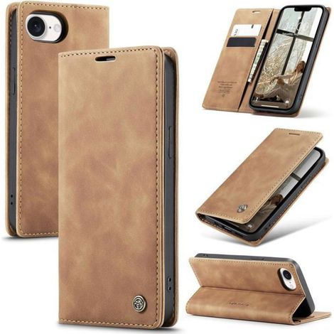 Coque iPhone 16E - Étui Flip en Cuir Synthétique avec Support Réglable et Portefeuille - Protection Complète avec Bordures Surélevées - 1 Pièce