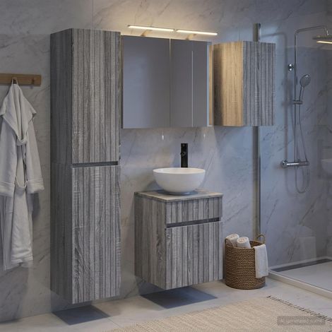 vidaXL Bathroom Cabinet Set 5 pcs Grey Sonoma Engineered Wood (1/5)