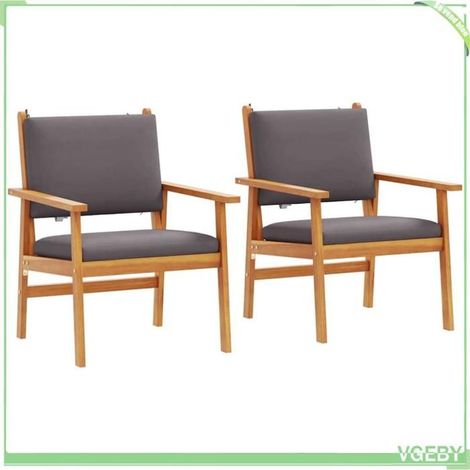 Chaise de jardin - FAFEICY - 4106580 - Anthracite - Bois d'acacia massif - Coussins résistants aux intempéries (1/5)