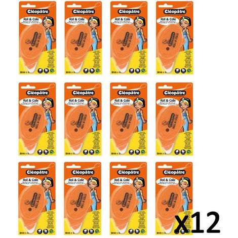 Lot de 12 rollers dévidoir de colle permanente Roll&Colle Cléopâtre
