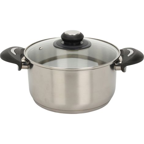 Edelstahl Kochtopf mit Glasdeckel - 2,7 L / 20 x 15,5 cm - Universal Küchentopf mit Griffen - Topf für Nudeln Kartoffeln Suppen Eintopf für alle Herdarten spülmaschinenfest