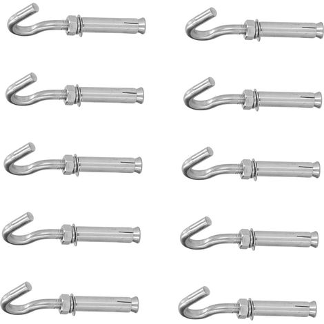 10 Stück Spreizhaken, Edelstahl-Schrauben mit offenem Deckel für Wand- und Zementbefestigungen, Industriebefestigungen M10 (1/5)