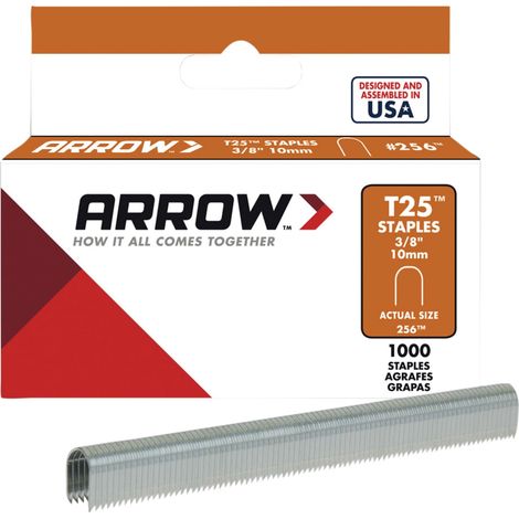 High-Quality Arrow A256 T25 Staples – 10mm (3/8 inch) Length, Box of 1,000 Staples
