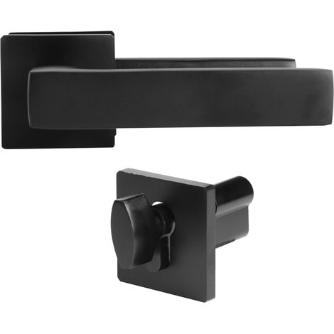 (Ensemble de poignée de porte à cylindre de serrure noir simple, accessoires de poignée de loquet de porte de chambre) (1/5)