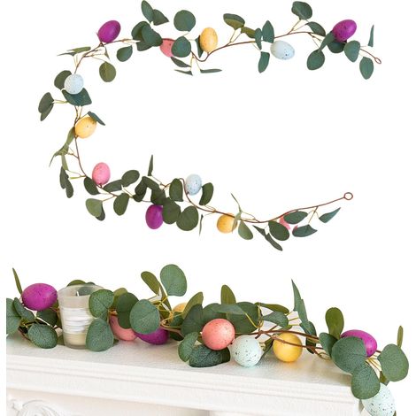 Couonnes De Pote D'entée, Guilande De Fête Saisonnièe avec Fausses Œufs Coloés, Onement de Pote Pintanie, pou Mu Poche Fenête Maison Domicile Table Cuisine Bueau (1/4)
