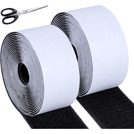 5Mx50mm Scratch Autocollant Double Face Extra Stark, Rubans Adhésif Autocollant,  Bandes Agrippantes Adhésives pour Intérieur et Extérieur, Scratch à Crochet pour Cadre, Fenêtre et Bricolage (1/5)
