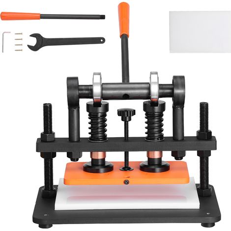 Mophorn Macchina per il taglio della pelle, fustellatrice manuale 10,2 x 5,9 pollici, corsa di pressione 0,47 pollici, alberi guida doppi per materiali