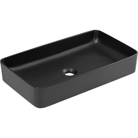 Rechteckiges Aufsatzwaschbecken 61x34 cm in Mattschwarz aus Keramik