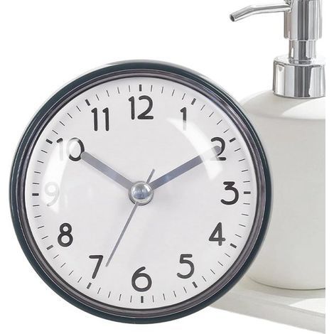 Horloge de salle de bain à ventouse - Horloge de douche étanche avec chiffres extra larges - Forte adhérence sur miroirs et carrelages - Fonctionne sur piles - Idéale pour la salle de bain, la cuisine (1/5)