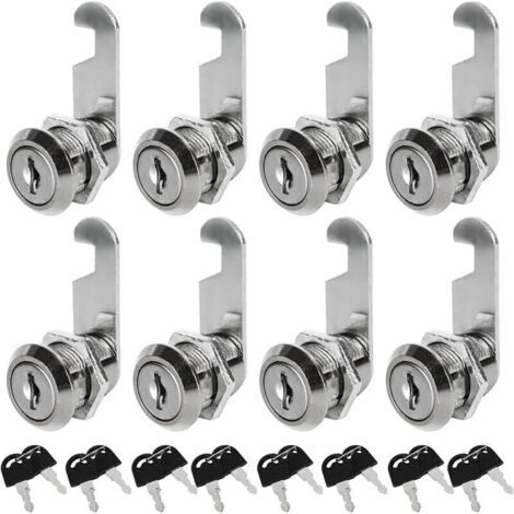 Lot de 8 serrures à came de 30 mm avec clés identiques pour sécuriser votre armoire de fichiers, tiroir, boîte aux lettres de camping-car, porte et boîte à outils (1/5)