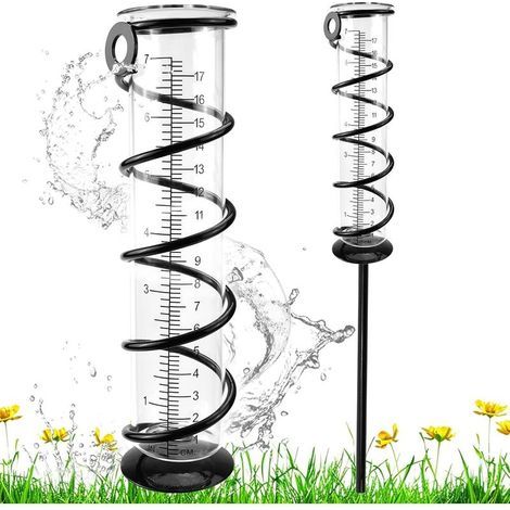 Pluviomètre en Verre pour extérieur, 17 cm, avec Piquet, jauge de précipitations pour Le Jardin, Transparent, pour mesurer l'eau de Pluie (1/5)