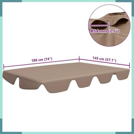 312089 Toit de rechange de balançoire taupe 188/168x145/110 cm (1/5)