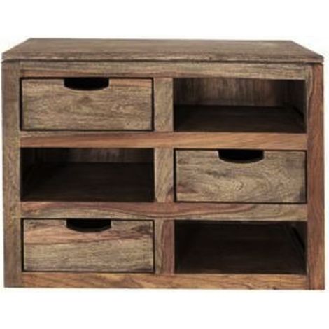 mensola in legno di Sheesham / palissandro 66x25x56 grigio scuro oliato NATURE GREY 069