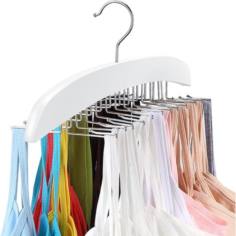 Cintre pour débardeurs en bois de qualité supérieure, grande capacité (24 pièces), gain de place, rotation à 360°, crochets métalliques pliables, organisateur pour débardeurs, camisoles, maillots de b (1/5)