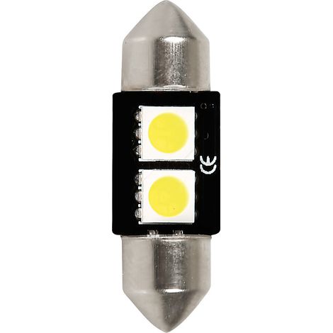 12V Led Series - 2 SMD x 3 chips - 10x32 mm - SV8,5-8 - 1 pz - Scatola - Bianco - Doppia polarità - Resistenza incorporata (1/4)