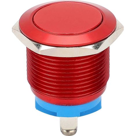 Bouton poussoir métal plat 19mm rouge, interrupteur à ressort auto-retour, tête plate oxydée, commande d'alimentation à vis, pour pédale et machine, bouton de contrôle industriel (1/5)
