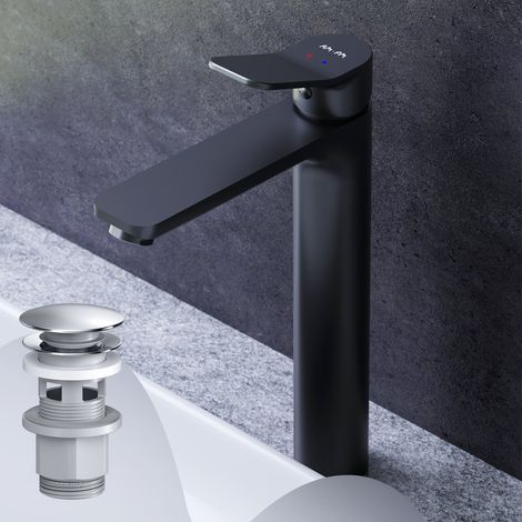 AM.PM Haut Mitiguer Lavabo avec bonde clic clac pour lavabo Robinet Salle Bain Noir Robinet de Lavabo pour Salle de Bain Mélangeur Lavabo en Laiton (1/5)