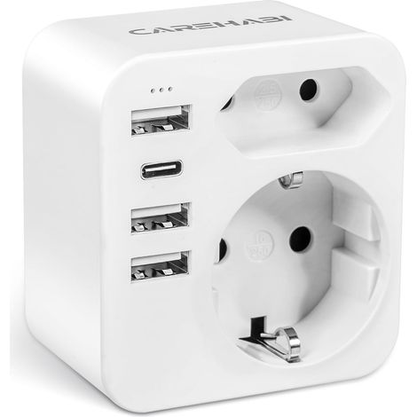 Adaptateur Prise Australie, Adaptateur France vers Australie avec 3 USB-A et 1 USB-C, Adaptateur Voyage pour Nouvelle-Zélande, Argentine, Chine, Fidji, Timor Leste, Adaptateu Type I (1/5)