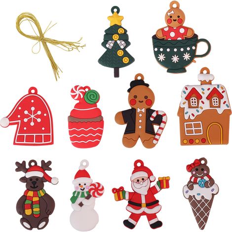 10er-Pack Lebkuchenmann-Weihnachtsbaumschmuck, verschiedene Lebkuchenmann-Figuren, hängende Ornamente für den Weihnachtsbaum (1/4)