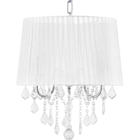 Lámpara de techo blanca 110 cm 3 luces pantalla tambor Evans (1/5)