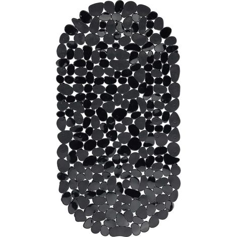 Tapis de bain effet pierre, antidérapant à ventouses, lavable, dimensions : 36 x 68 cm, noir (1/4)