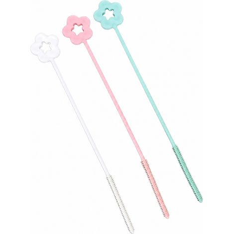 3 Pcs Goupillon Paille Inox+Nylon Blanc Rose Bleu 22x3cm Nettoyage Bouteille Tube Paille (1/5)
