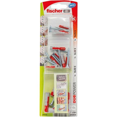 FISCHER - Assortiment cheville + vis duopower ass 5x25/6x30/8x41
