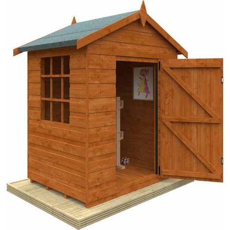 3 x 4 Feet Mini Den 12mm Shed - Solid Wood/Softwood/Pine - L85 x W115 x H158.4 cm - Burnt Orange