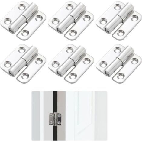 6 piezas de bisagras desmontables, bisagras de puerta resistentes, bisagras de acero inoxidable de 37x34 mm, bisagras desmontables con tornillo para zurdos, bisagras pequeñas para puertas interiores y
